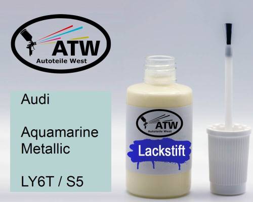 Audi, Aquamarine Metallic, LY6T / S5: 20ml Lackstift, von ATW Autoteile West.